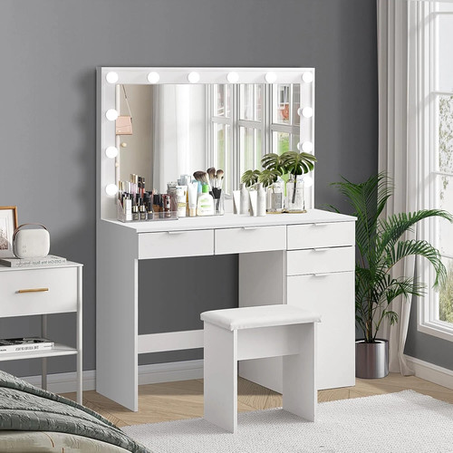 White dressing table - white, led