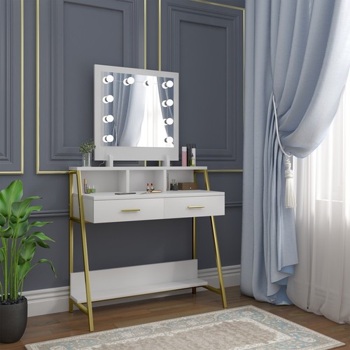 Dressing table with shelves - table,